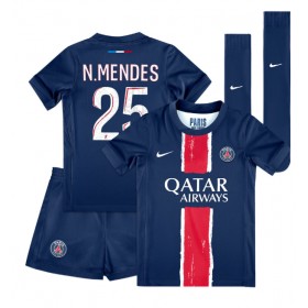 Dětské fotbalový komplet Paris Saint-Germain Nuno Mendes #25 Domácí košile 2024-25 Krátkým Rukávem